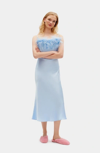 Shop Sleeper Boheme Feather Nightgown In Blue