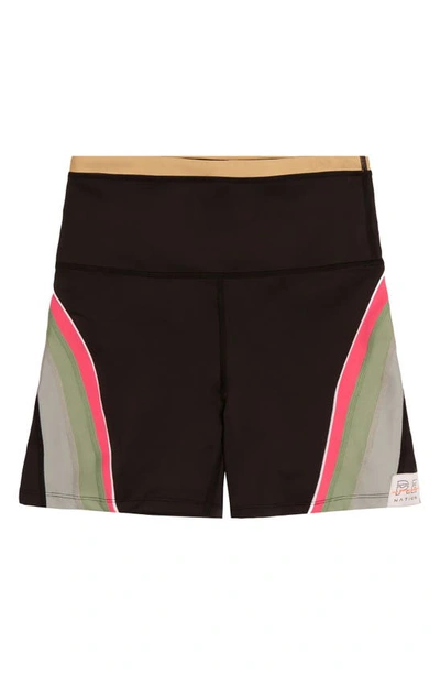 Shop P.e Nation Division One Colorblock High Waist Bike Shorts In Black