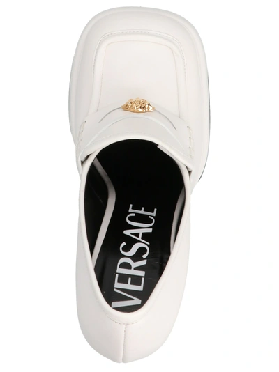 Shop Versace 'plateau Intrico' Loafers In White
