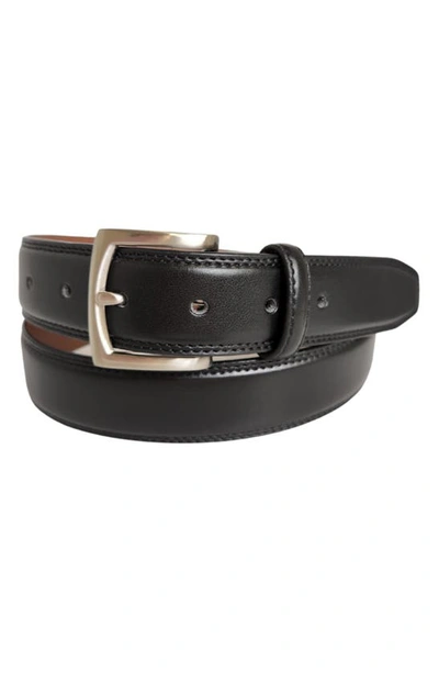 Shop Vince Camuto Double Stitch Leather Belt In Black
