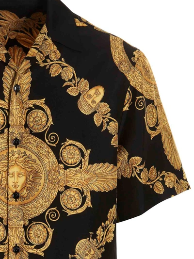 Versace Greca-print Silk Shirt In Gold, ModeSens in 2023