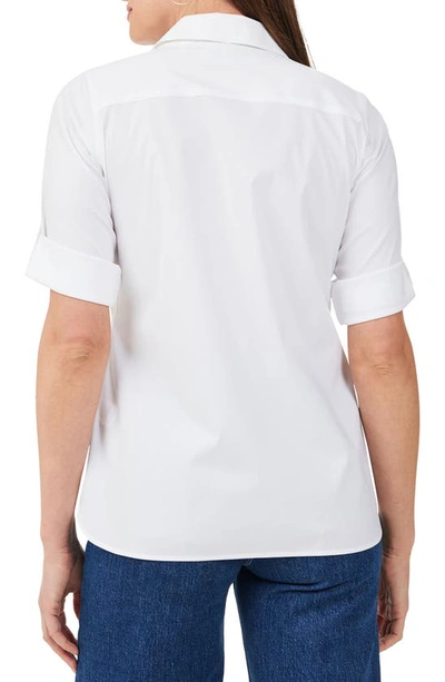 Shop Foxcroft Tamara Stretch Cotton Blend Button-up Shirt In White