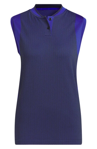 Shop Adidas Golf Primeknit Sleeveless Golf Polo In Lucid Blue