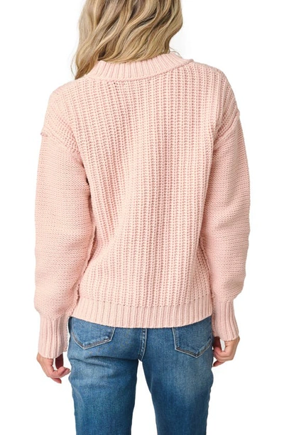 Gibsonlook Scallop Stitch Sweater In Pearl Blush