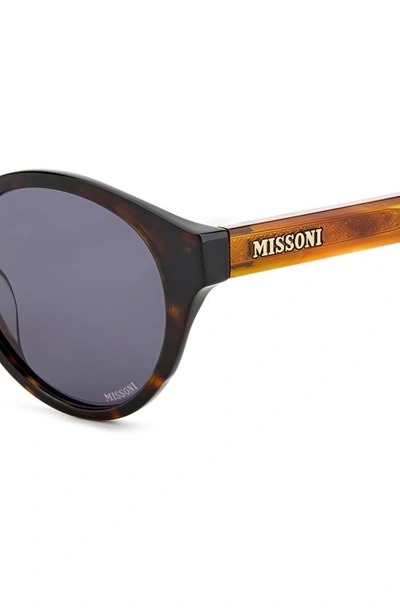 Shop Missoni 49mm Round Sunglasses In Havana Horn/ Grey