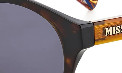 Shop Missoni 49mm Round Sunglasses In Havana Horn/ Grey