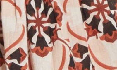Shop Mille Athena Smocked Peplum Linen Top In Sayulita Print