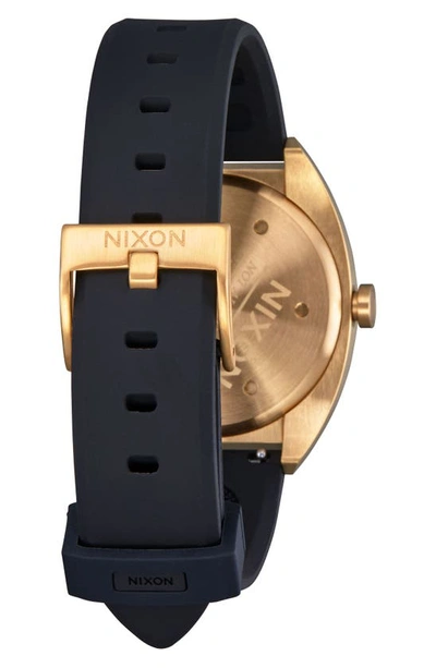 Shop Nixon Mullet Silicone Strap Watch In Light Gold / White