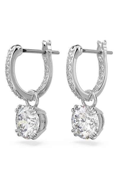 Shop Swarovski Constella Huggie Hoop Earrings In Silver