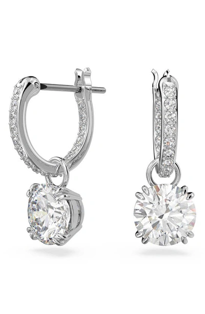 Shop Swarovski Constella Huggie Hoop Earrings In Silver