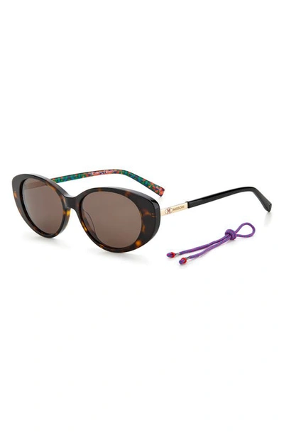 Shop Missoni 53mm Round Sunglasses In Dark Havana/ Brown