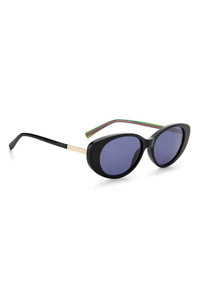 Shop Missoni 53mm Round Sunglasses In Black/ Blue Avio