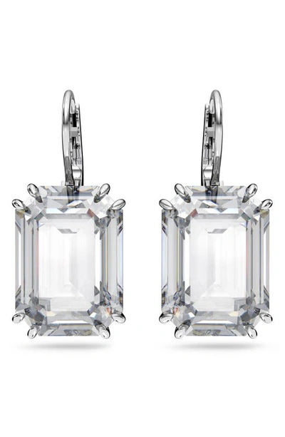 Shop Swarovski Millenia Octagon Crystal Drop Earrings In Silver