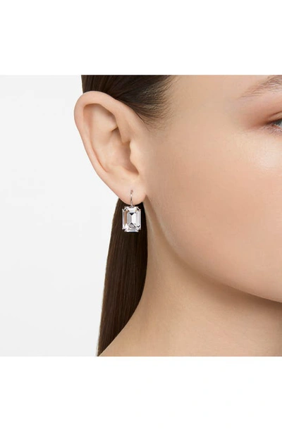 Swarovski Millenia Rhodium-plated Octagon-cut Crystal Earrings In Silver