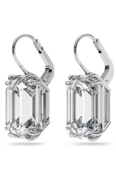 Swarovski Millenia Rhodium-plated Octagon-cut Crystal Earrings In Silver