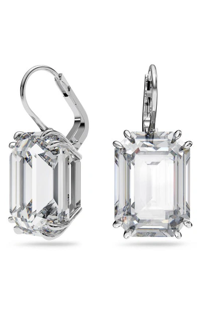 Shop Swarovski Millenia Octagon Crystal Drop Earrings In Silver
