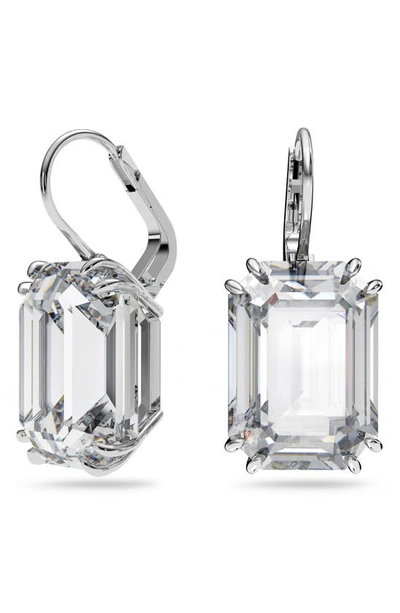 Swarovski Millenia Rhodium-plated Octagon-cut Crystal Earrings In Silver