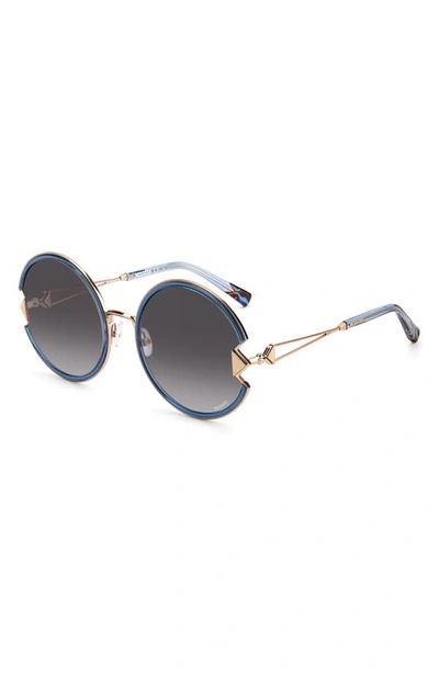 Shop Missoni 59mm Round Sunglasses In Gold Azure/ Grey Shaded