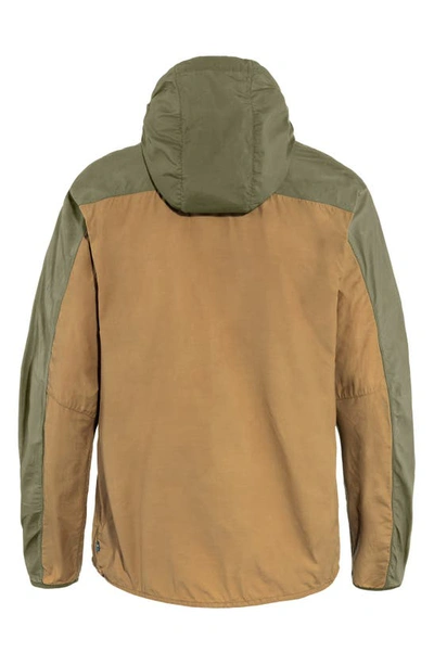 Shop Fjall Raven High Coast Hooded Wind Jacket In Buckwheat Brown-green