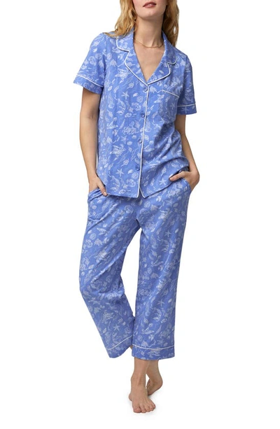 Shop Bedhead Pajamas Print Organic Cotton Blend Crop Pajamas In High Tide