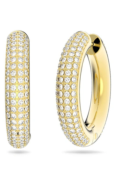 Shop Swarovski Dextera Crystal Hoop Earrings In Gold