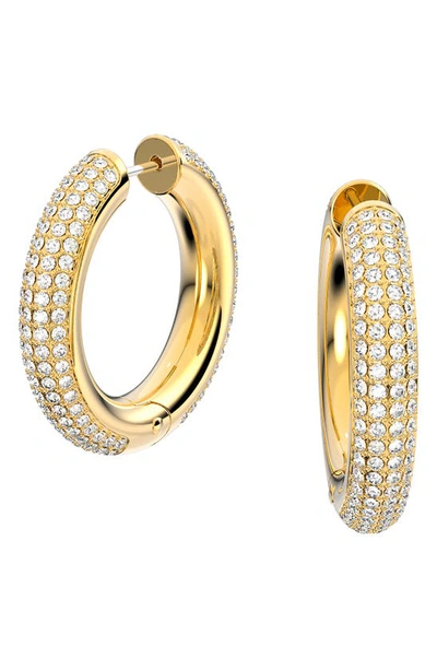 Shop Swarovski Dextera Crystal Hoop Earrings In Gold