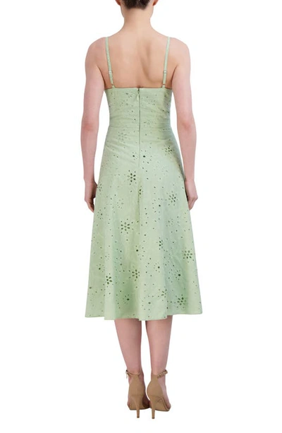 Shop Bcbgmaxazria Cutout Pleated Midi Dress In Smoky Green
