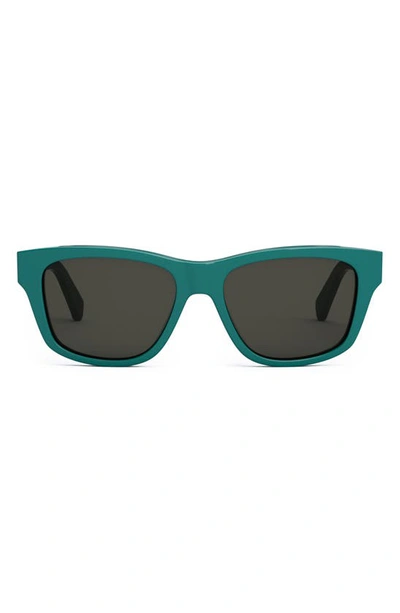 Shop Celine Monochroms 55mm Square Sunglasses In Shiny Turquoise / Smoke