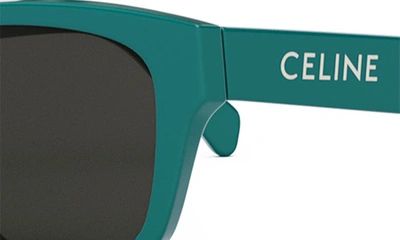 Shop Celine Monochroms 55mm Square Sunglasses In Shiny Turquoise / Smoke