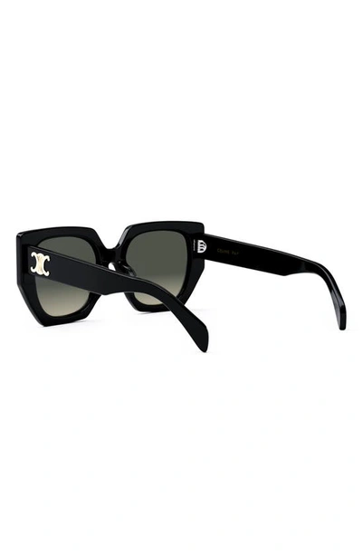 Shop Celine Triomphe 55mm Butterfly Sunglasses In Shiny Black / Gradient Brown