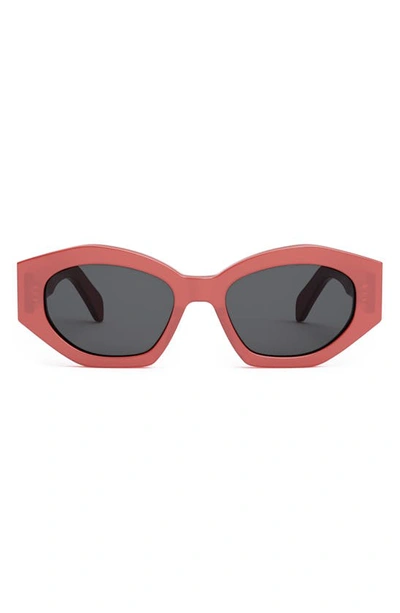 Shop Celine Triomphe 54mm Cat Eye Sunglasses In Shiny Red / Smoke