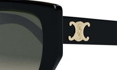 Shop Celine Triomphe 55mm Butterfly Sunglasses In Shiny Black / Gradient Brown
