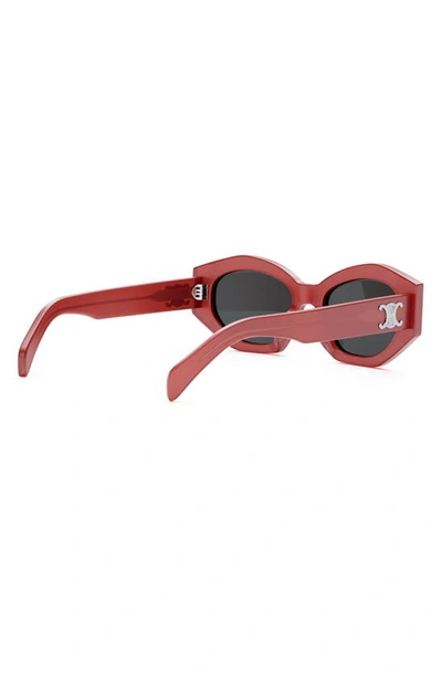 Shop Celine Triomphe 54mm Cat Eye Sunglasses In Shiny Red / Smoke