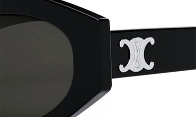 Shop Celine Triomphe 54mm Cat Eye Sunglasses In Shiny Black / Smoke