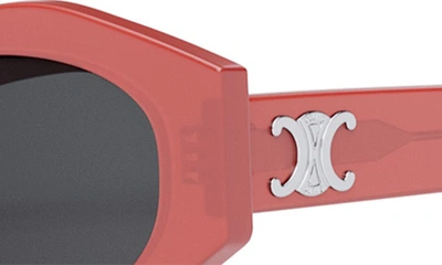 Shop Celine Triomphe 54mm Cat Eye Sunglasses In Shiny Red / Smoke