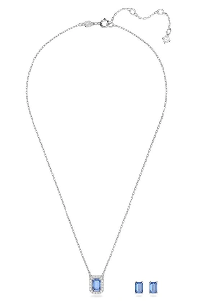 Shop Swarovski Millenia Pendant Necklace & Stud Earrings Set In Blue
