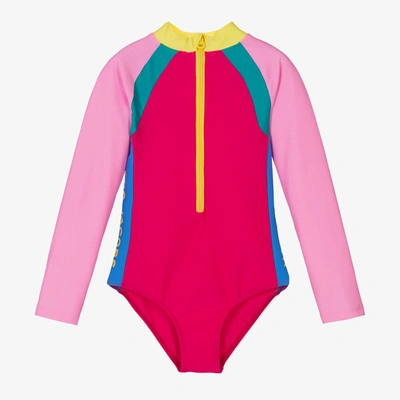 Shop Marc Jacobs Girls Pink Colourblock Swimsuit (upf40+)