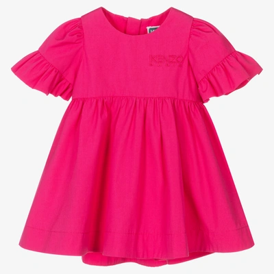 Shop Kenzo Kids Baby Girls Pink Cotton Logo Dress
