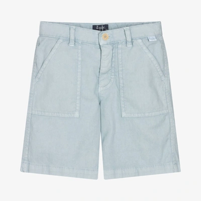 Shop Il Gufo Boys Blue Cotton & Linen Bermuda Shorts
