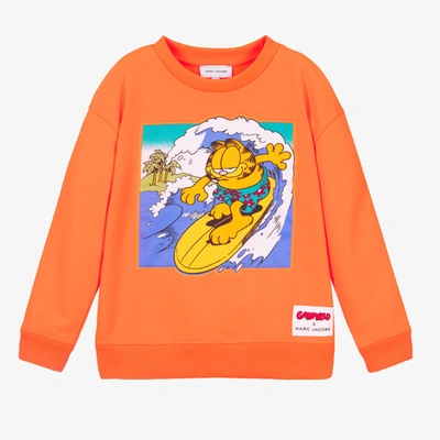 Shop Marc Jacobs Boys Neon Orange Surfing Garfield Sweatshirt