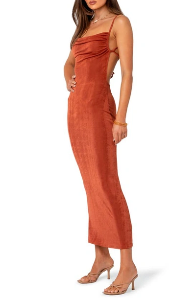 Edikted Clea Open Back Dress In Hamra