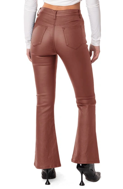 Edikted Luna Faux Leather Flare Leg Pants In Brown