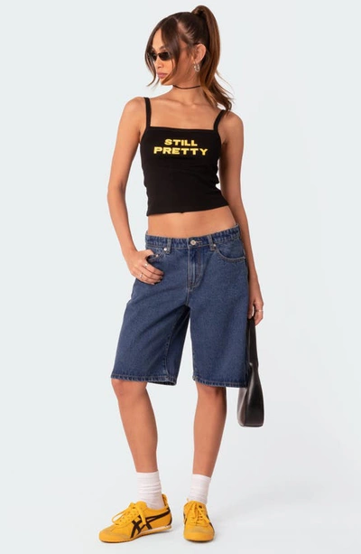 Edikted Oversize Low Rise Denim Bermuda Shorts In Blue
