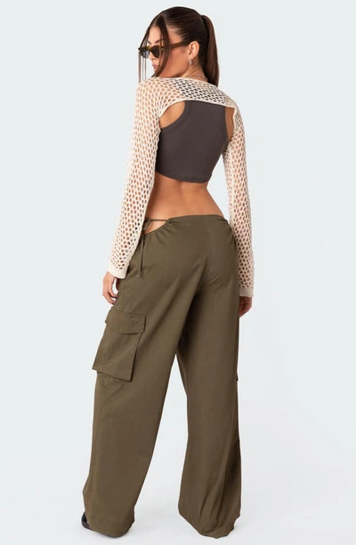 Edikted Carlo Low Rise Side Cutout Cargo Pants In Olive