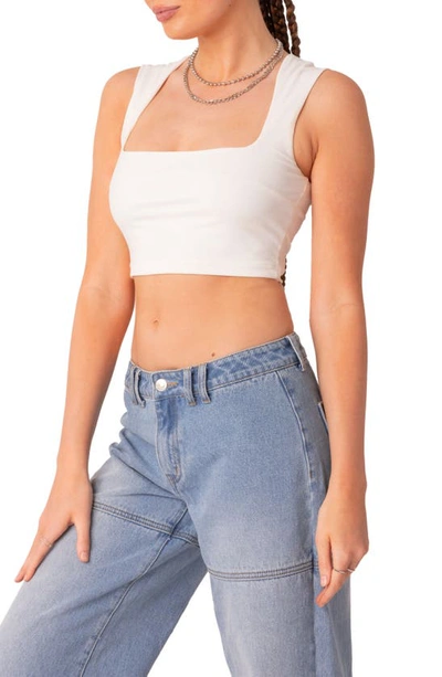 Edikted It Girl Square Neck Crop Tank In White