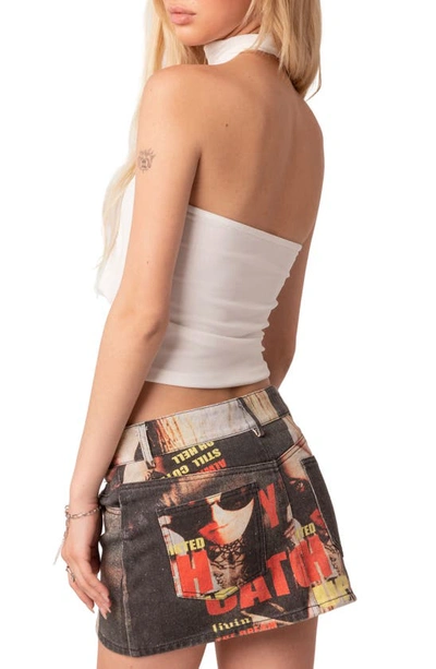 Edikted Women's Mesh Strapless Top With Not Attached Scarf In White