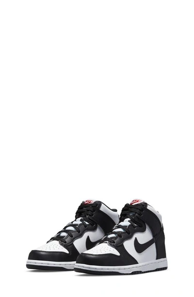 Shop Nike Kids' Dunk Hi Basketball Shoe In White/ Black/ University Red