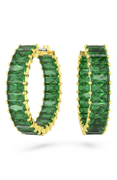 Shop Swarovski Matrix Hoop Earrings In Green