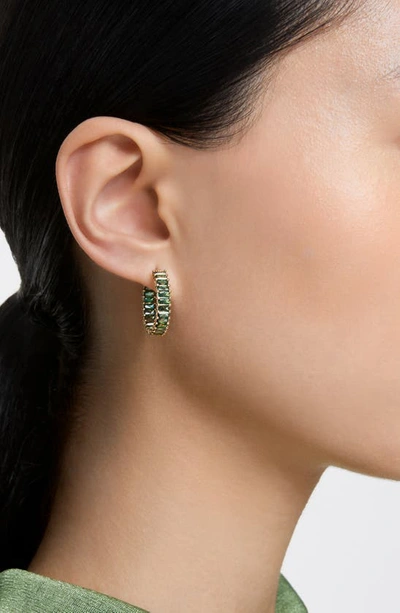 Shop Swarovski Matrix Hoop Earrings In Green