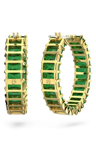 Shop Swarovski Matrix Hoop Earrings In Green